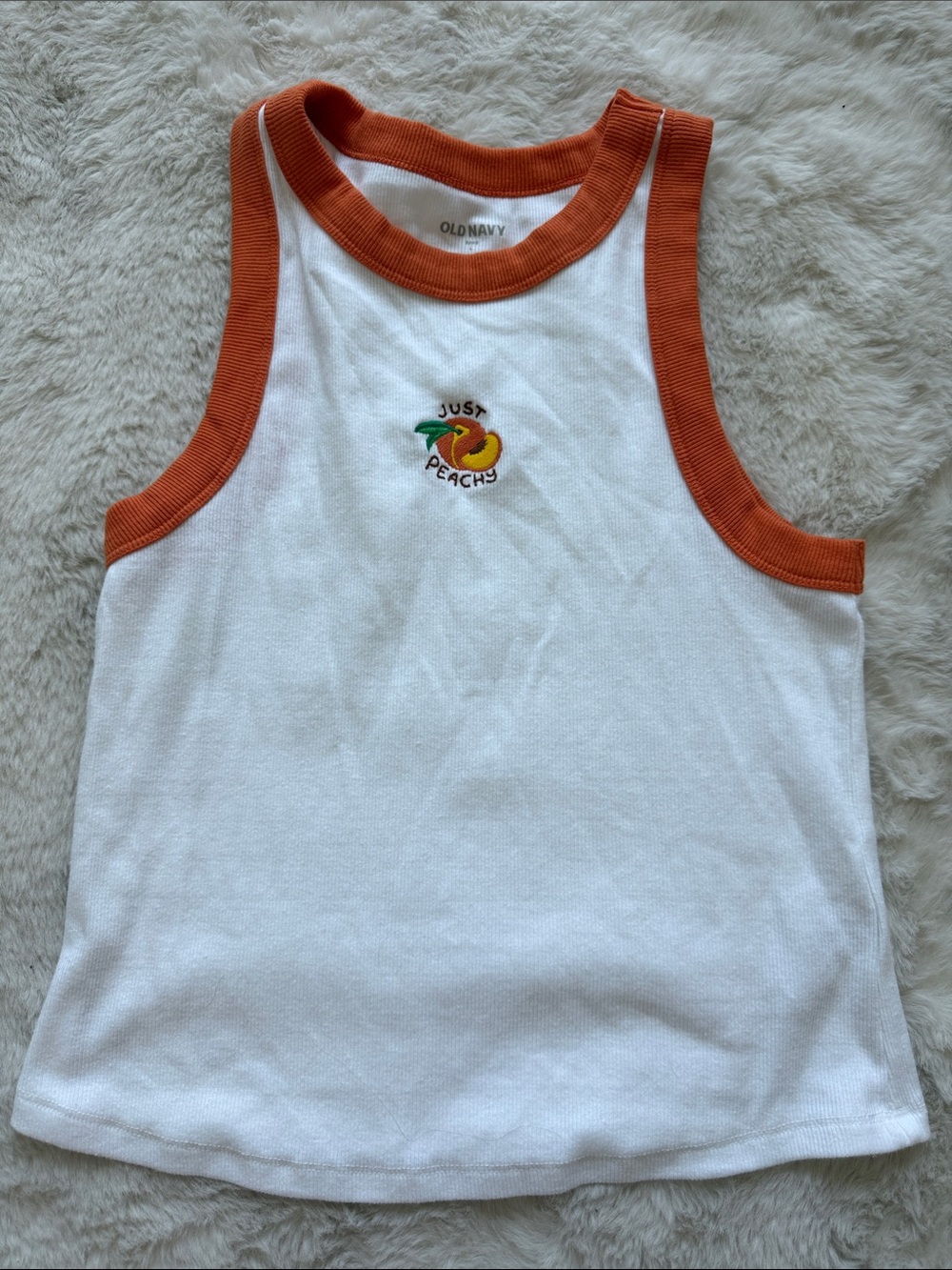 Old Navy White & Orange 'Just Peachy' Tank Top